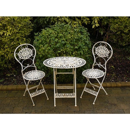 Wrought Iron Rustic Table & 2 Chairs - Country Cream